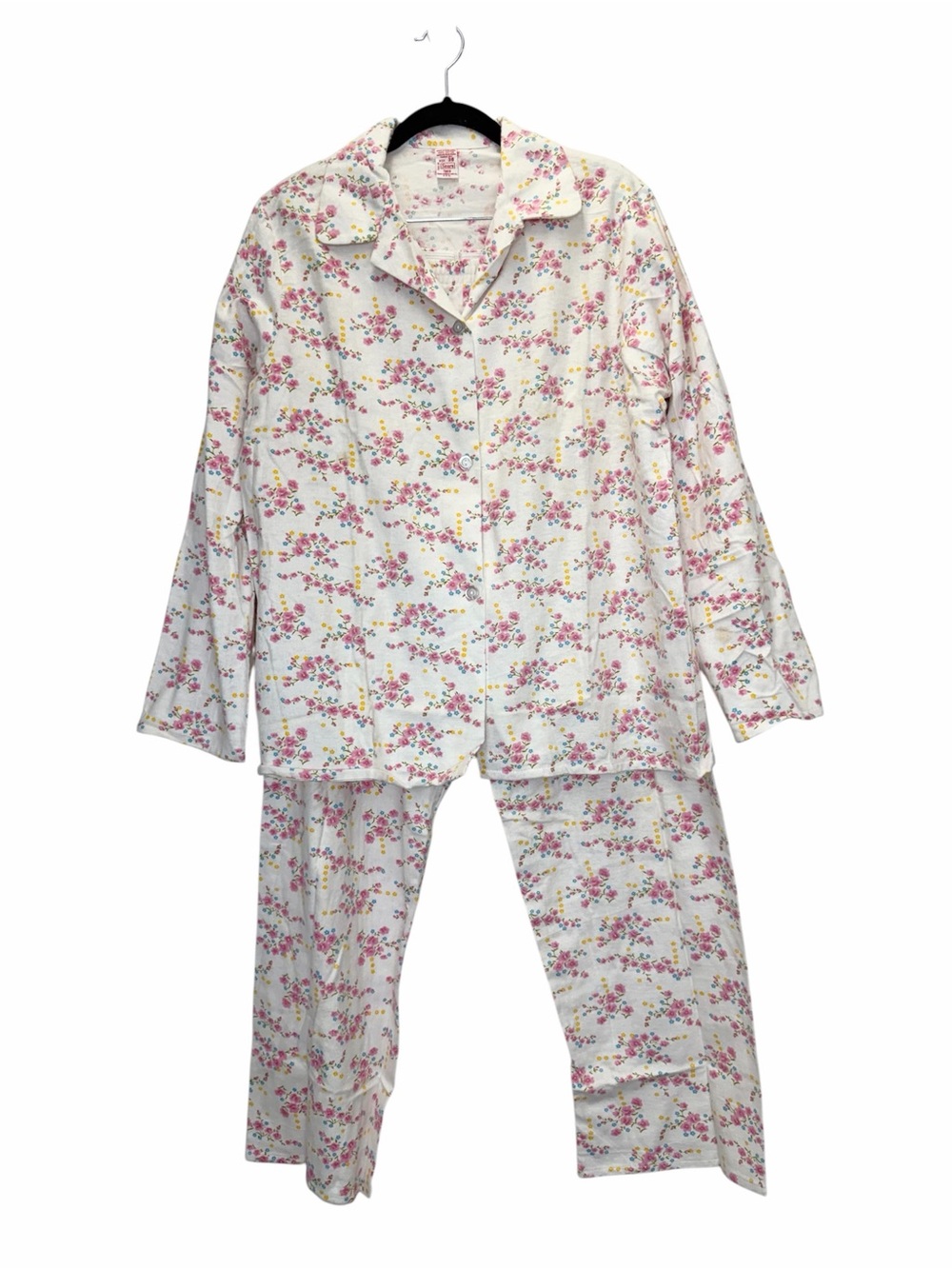 Vintage Sears Floral Flannel Pajama Set Size 38 Comfy Warm